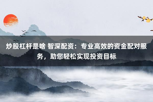 炒股杠杆是啥 智深配资：专业高效的资金配对服务，助您轻松实现投资目标