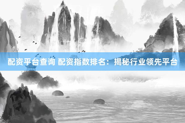 配资平台查询 配资指数排名：揭秘行业领先平台