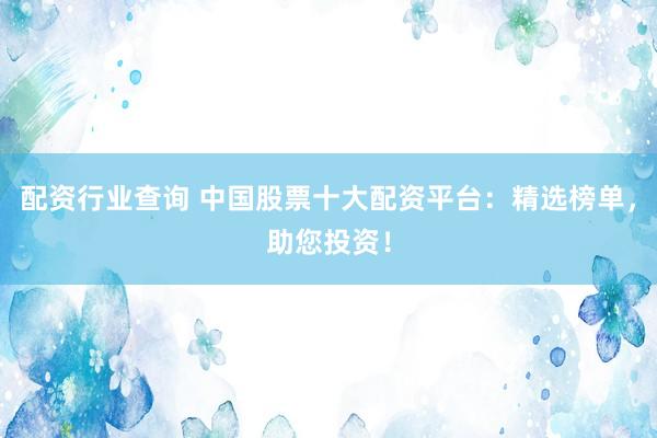 配资行业查询 中国股票十大配资平台：精选榜单，助您投资！