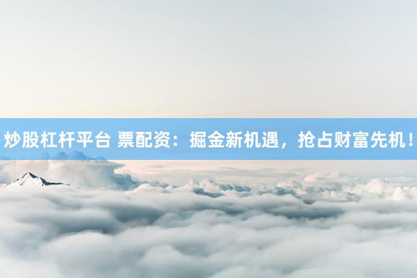 炒股杠杆平台 票配资：掘金新机遇，抢占财富先机！