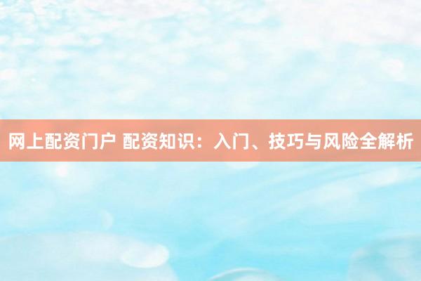 网上配资门户 配资知识：入门、技巧与风险全解析