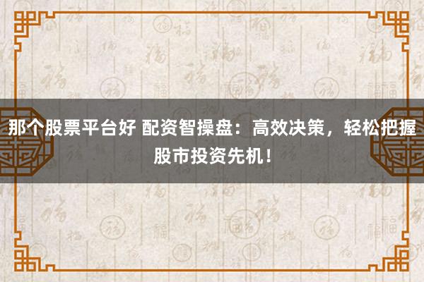那个股票平台好 配资智操盘:高效决策,轻松把握股市投资先机!