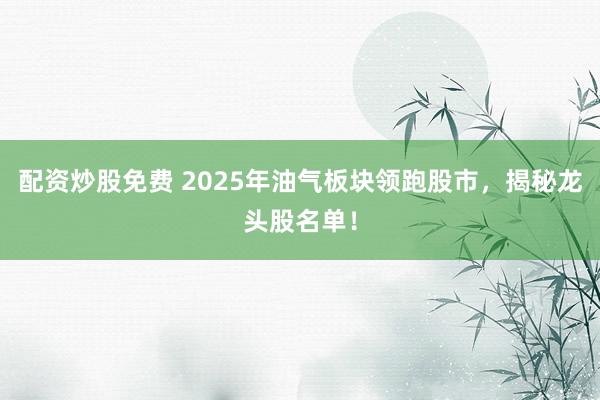 配资炒股免费 2025年油气板块领跑股市，揭秘龙头股名单！