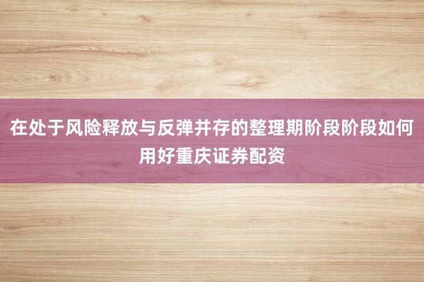 在处于风险释放与反弹并存的整理期阶段阶段如何用好重庆证券配资