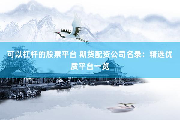 可以杠杆的股票平台 期货配资公司名录：精选优质平台一览