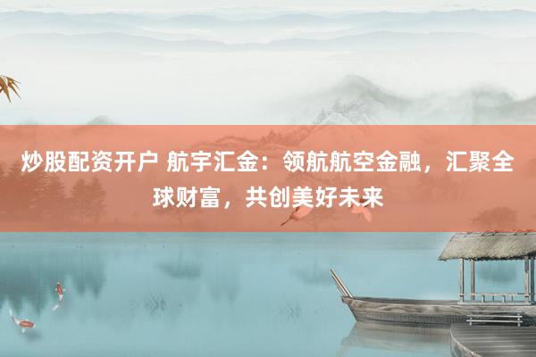 炒股配资开户 航宇汇金:领航航空金融,汇聚全球财富,共创美好未来